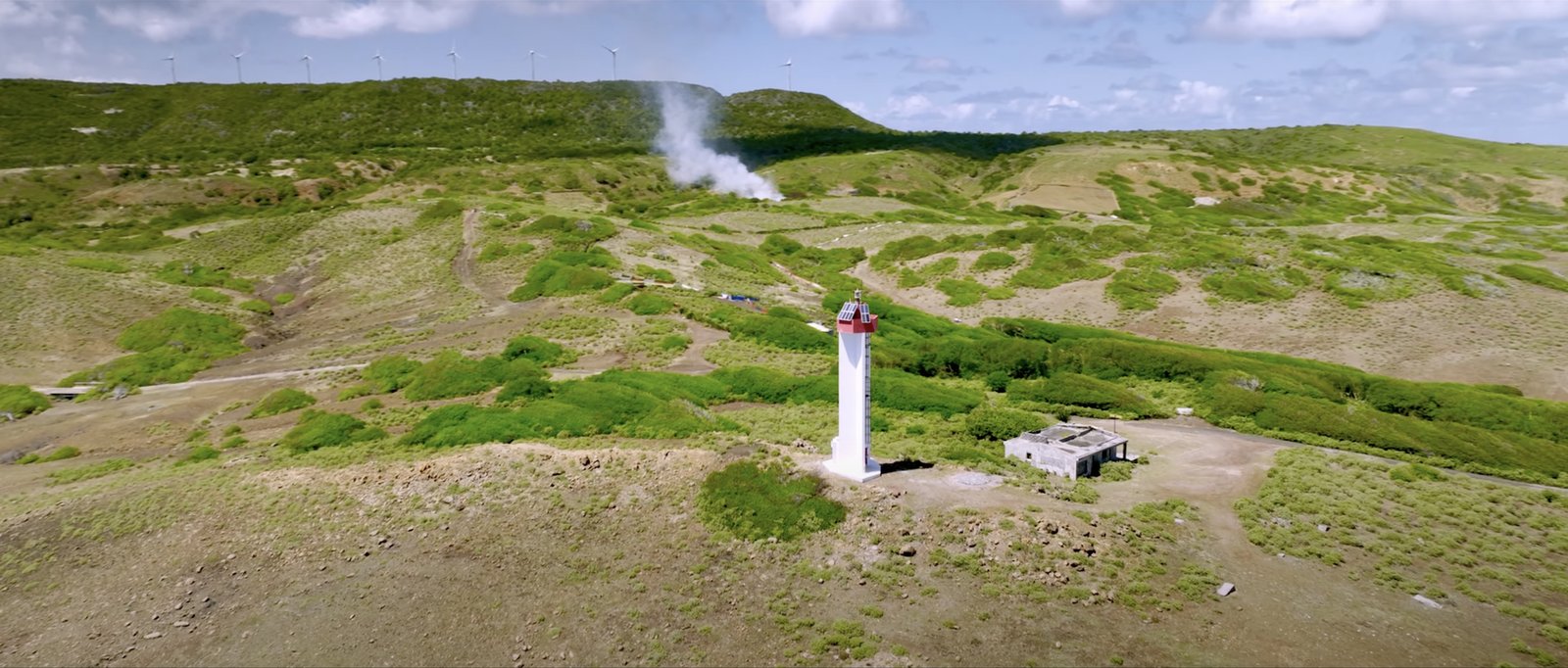 Phare de la Pointe Doublé à La Désirade, vue aérienne